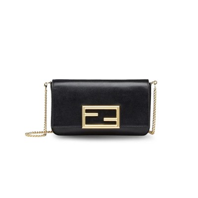 FENDI VITELLO PALMELLATO WALLET ON CHAIN WITH POUCHES BLACK 8BS032AHM0F0KUR (22*12*4cm)